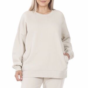 ZENANA
Longline Oversized V-neck Pullover Sweatshirt